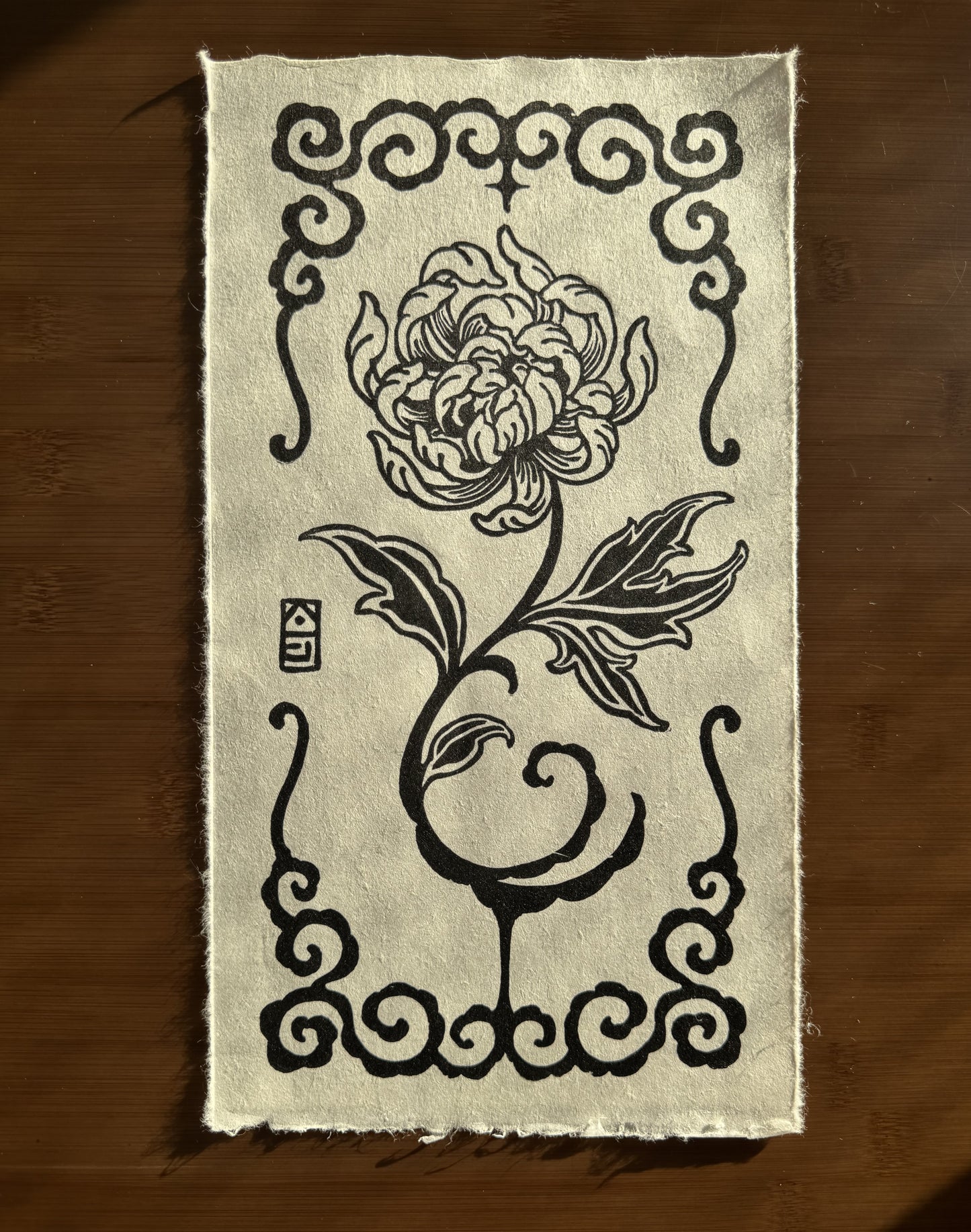 Enchanted Chrysanthemum Block Print