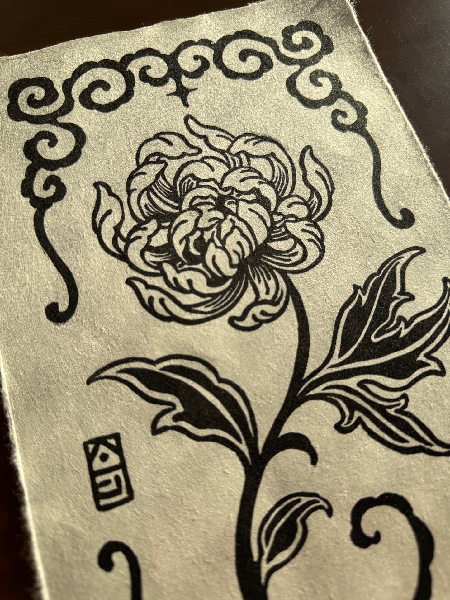 Enchanted Chrysanthemum Block Print