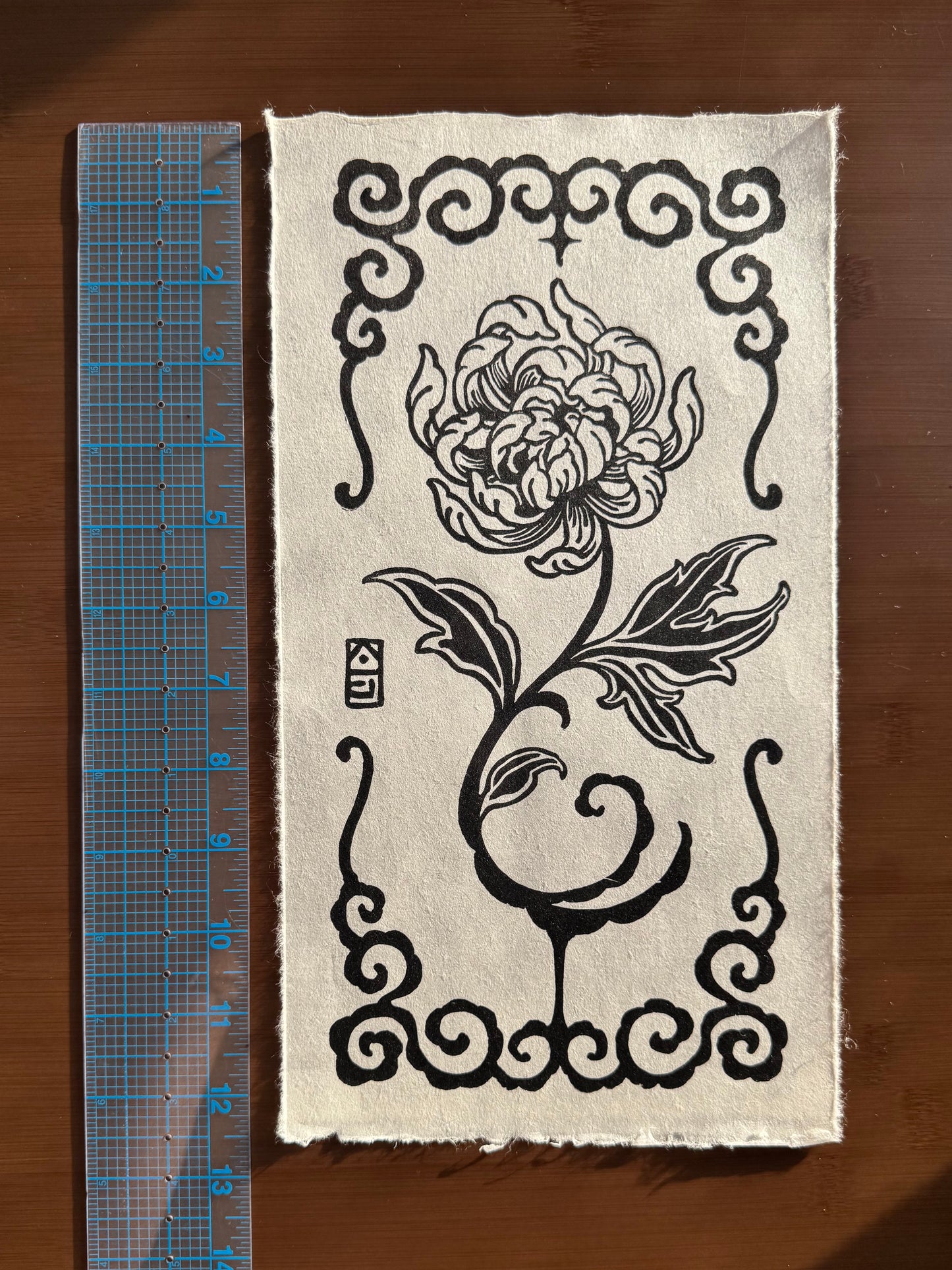 Enchanted Chrysanthemum Block Print