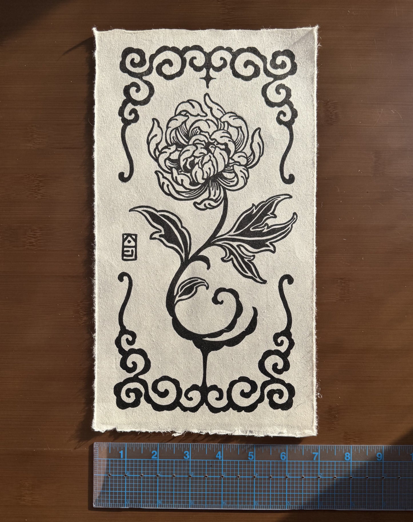 Enchanted Chrysanthemum Block Print